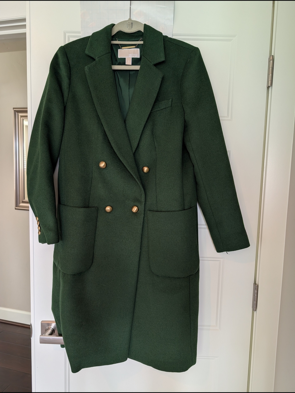 Double-Breasted Forest Green Wool Coat